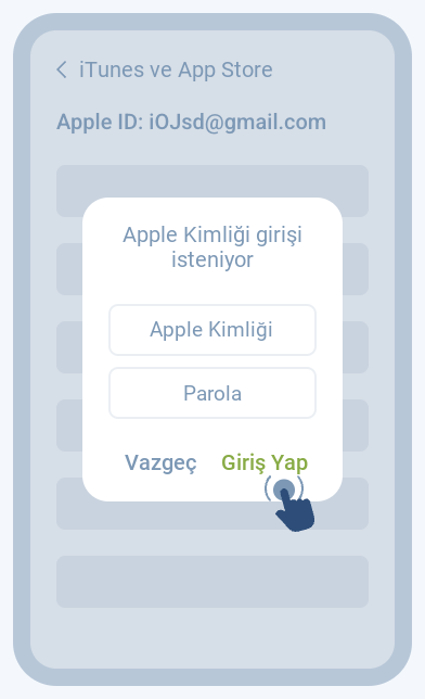 Yeni hesapla giriş yapın